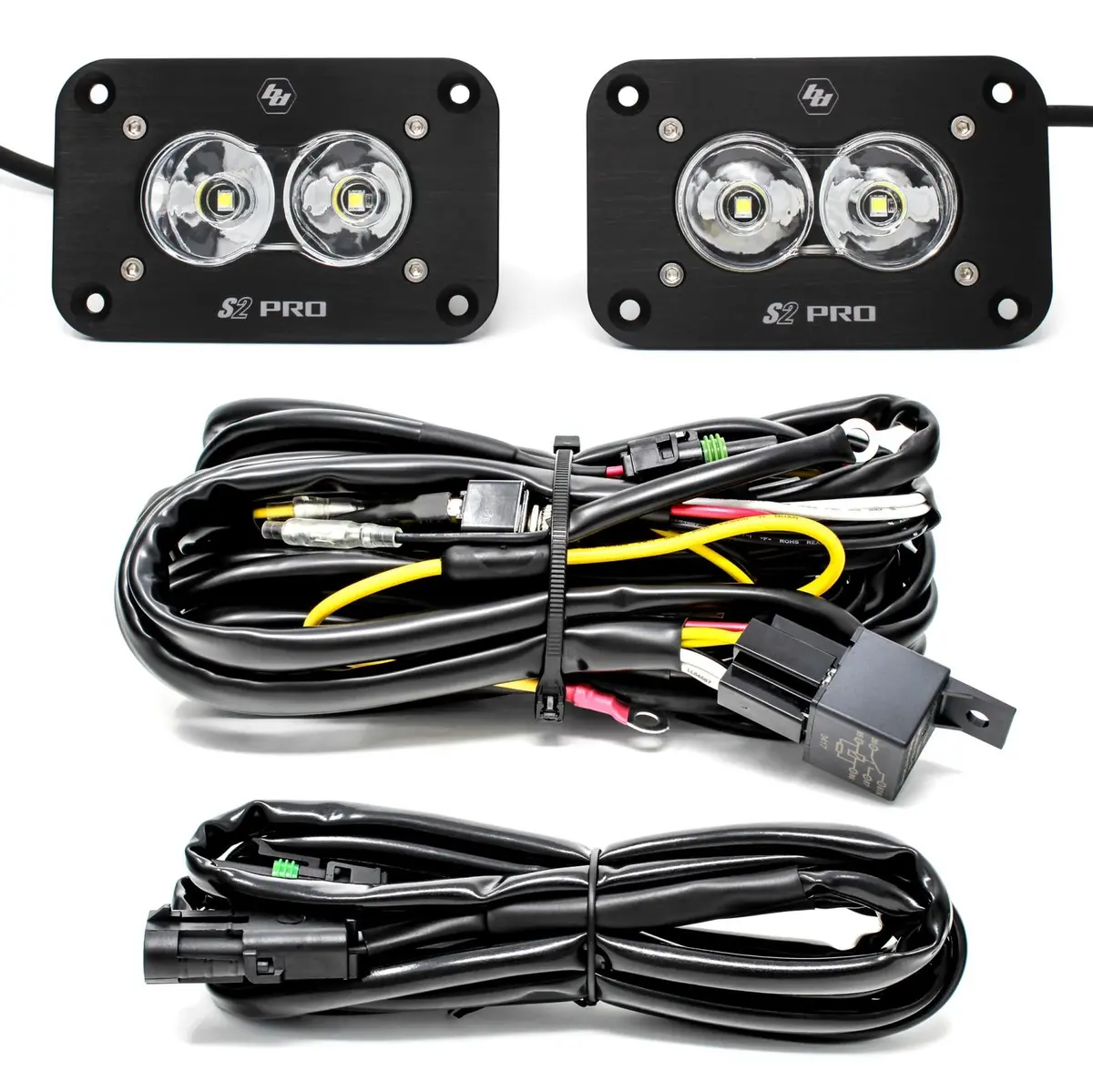 Flush Mount Led Light Pod Kit Work/Scene Pattern Pair S2 Pro Baja Designs 1