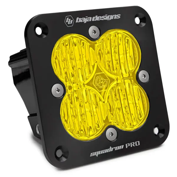 Flush Mount Led Light Pod Black Baja Amber Lens Wide Cornering Pattern Squadron Pro Baja Designs 1