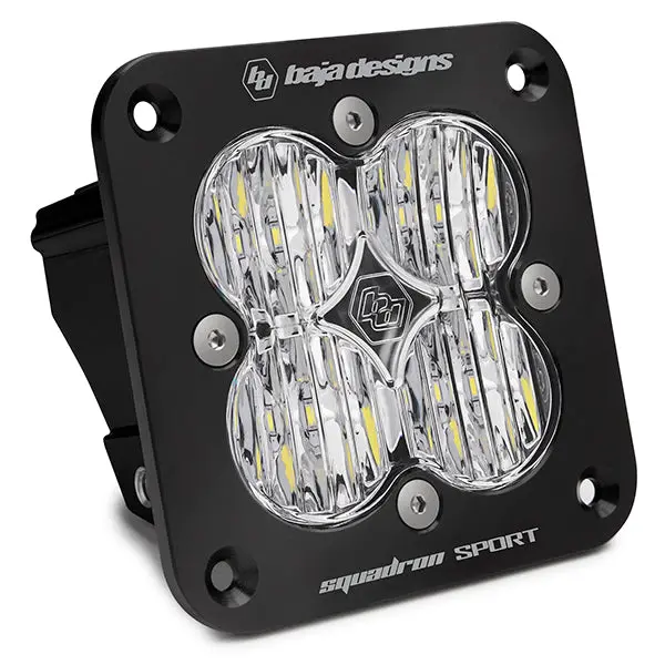 Flush Mount Led Light Pod Black Clear Lens Wide Cornering Pattern Squadron Sport Baja Designs 1