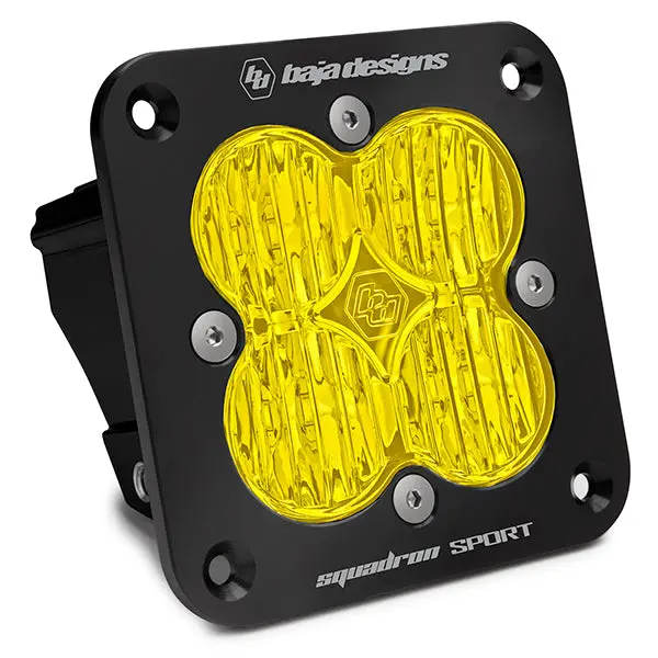 Flush Mount Led Light Pod Black Baja Amber Lens Wide Cornering Pattern Squadron Sport Baja Designs 1