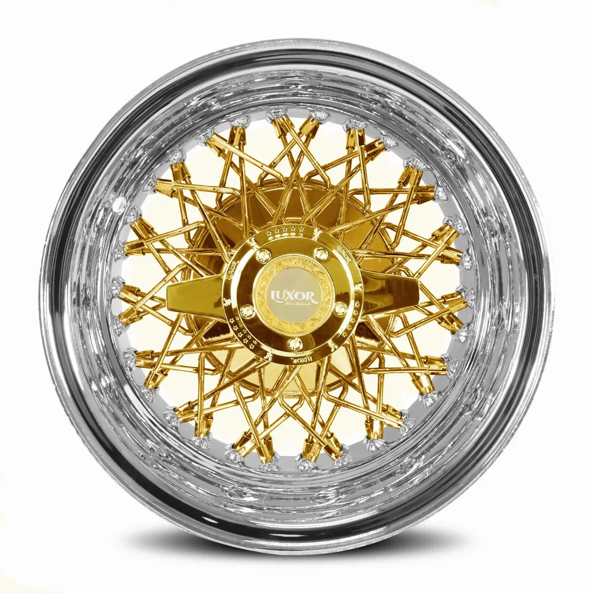 14X7 60 Spoke Triple Cross Lace Reverse Gold Center 1