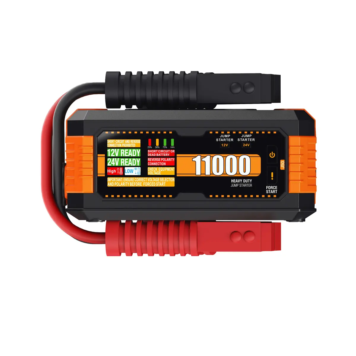 Jfegwo J50 Smart Car Jump Starter, Professional 12V/24V Auto-Detection, Long-Lasting Power, Over-Voltage, Short Circuit & More Safety Protections 1