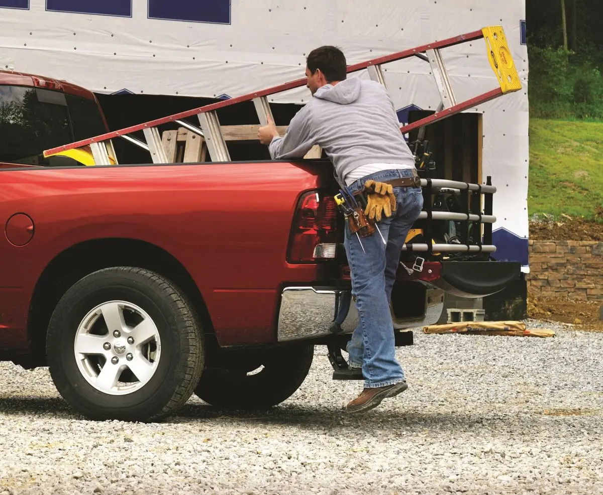 Bedstep Retractable Bumper Step For 09-18 Ram 1500 19-22 Ram Classic 10-18 2500/3500 (Excludes Dual Exhaust Ecodiesel Models) Amp Research 1