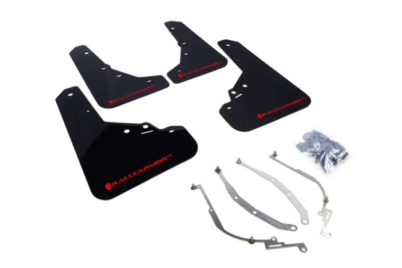 Rally Armor Black Mud Flaps – Custom Fit For Fiat 500 (2012+ Pop/Sport/Lounge/Abarth), Red Logo Accent 1