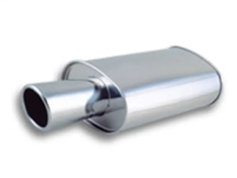 Streetpower Turbo Oval Muffler – Vibrant 4-Inch Angle-Cut Rolled Tip, 3-Inch Inlet Id 1