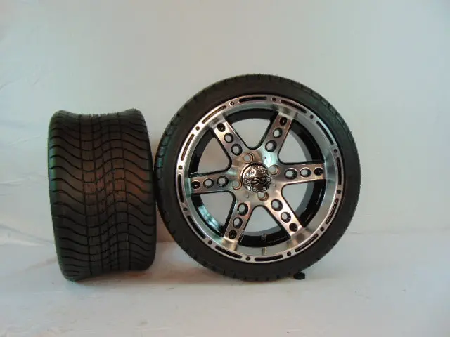 14" "Dominator" Chrome And Black Set Of Wheels And Street Tires(4) 1