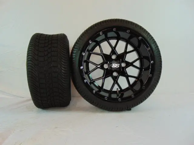 14" "Vortex" Gloss Black Set Of Wheels And Street Tires(4) 1