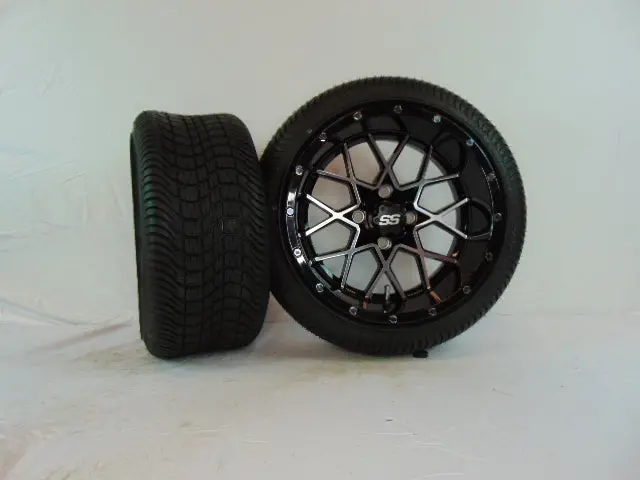 14" "Vortex" Black And Chrome Set Of Wheels And Street Tires(4) 1