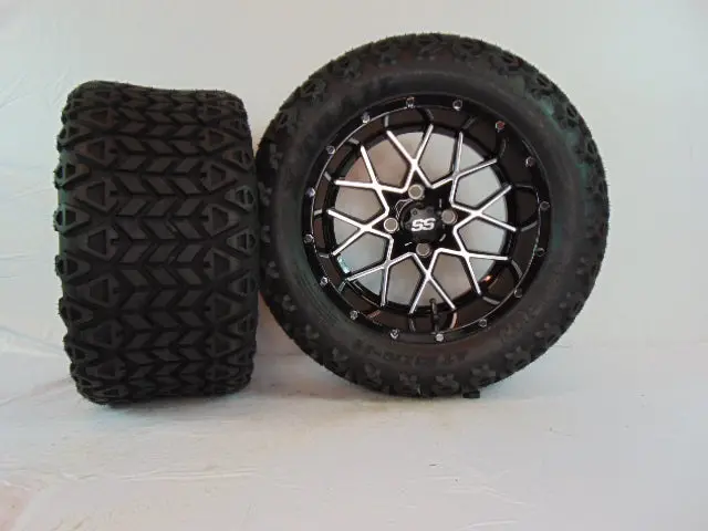 14" "Vortex" Black And Chrome Set Of Wheels And All-Terrain Tires(4) With Lift Kit 1