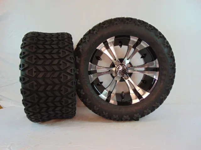 14" "Vampire" Black And Chrome Set Of Wheels And All-Terrain Tires(4) With Lift Kit 1