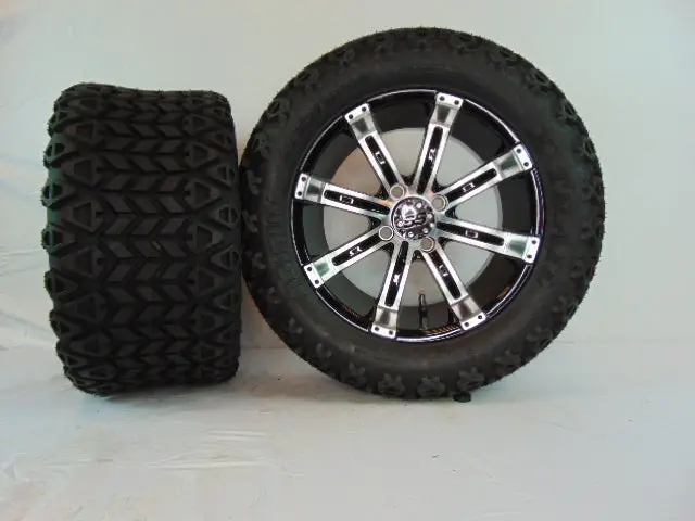 14" "Tempest" Black And Chrome Set Of Wheels And All-Terrain Tires(4) With Lift Kit 1