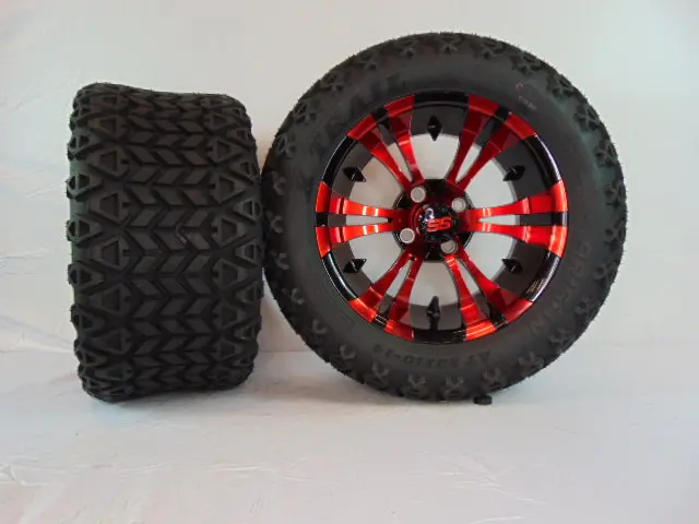 14" "Vampire" Red And Black Set Of Wheels And All-Terrain Tires(4) With Lift Kit 1