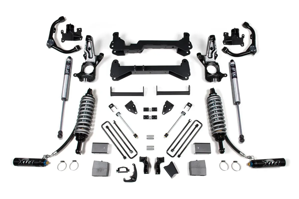 7 Inch Lift Kit Fox 2.5 Coil-Over Conversion Silverado/Sierra 2500Hd 01-10 2Wd Carrier Above Crossmember Fox 2.5 Performance Shocks 1