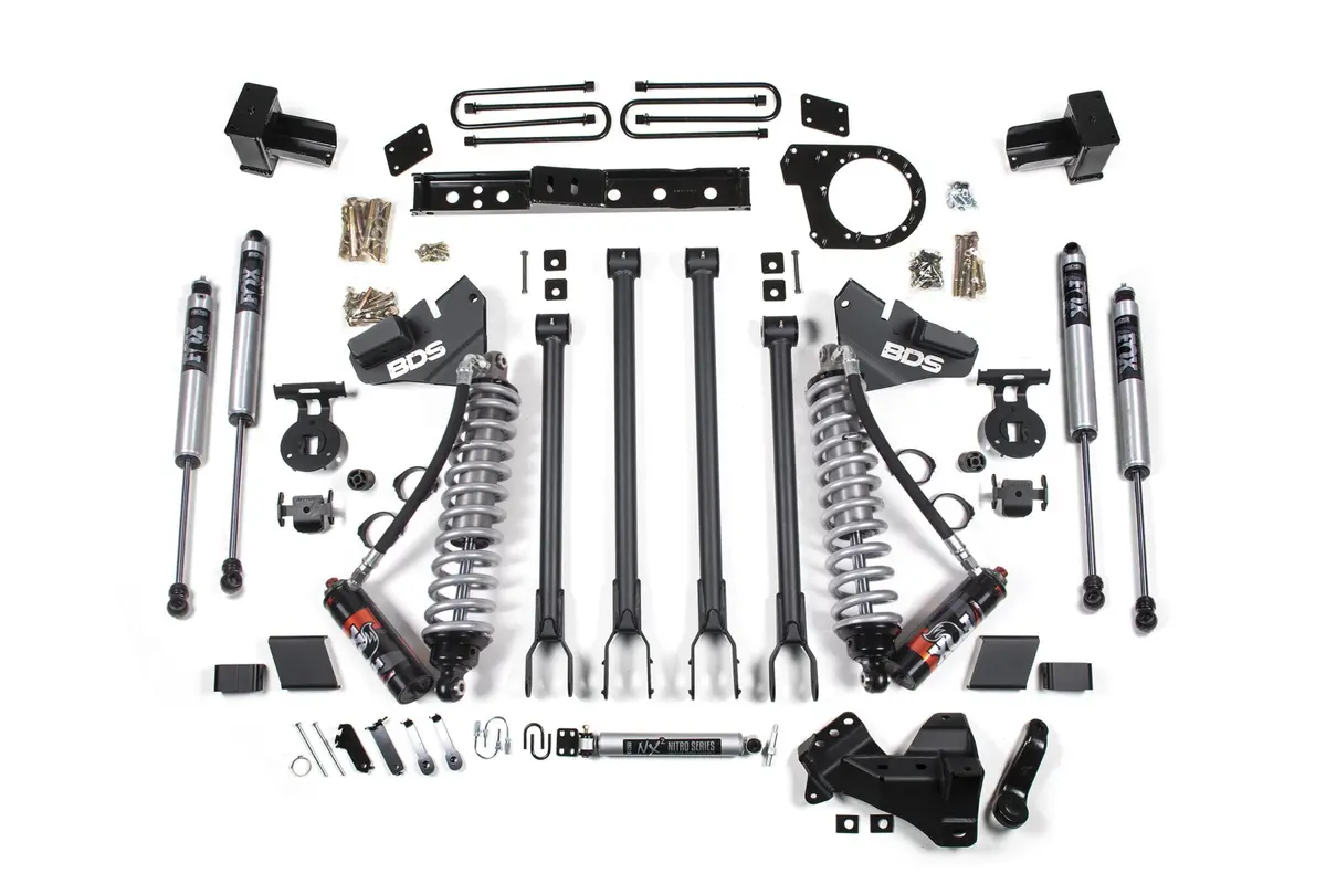 6 Inch Lift Kit W/ 4-Link Fox 2.5 Performance Elite Coil-Over Conversion Ford F250/F350 Super Duty 17-19 4Wd Diesel Block Kit Fox 2.0 Performance Shocks 1