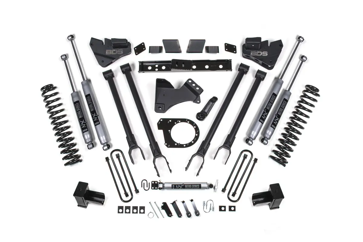 6 Inch Lift Kit 4-Link Conversion Ford F250/F350 Super Duty 17-19 4Wd Diesel 5 Inch Block W/3 Leaf Main Fox 2.0 Performance Shocks 1