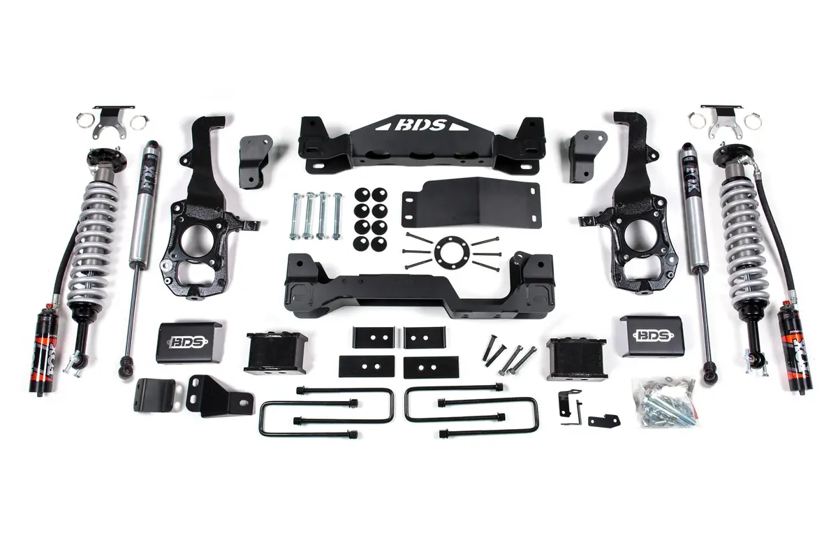 6 Inch Lift Kit Fox 2.5 Performance Elite Coil-Over Ford F150 21-25 4Wd 5 Inch Block Fox 2.0 Performance Elite Shocks 1