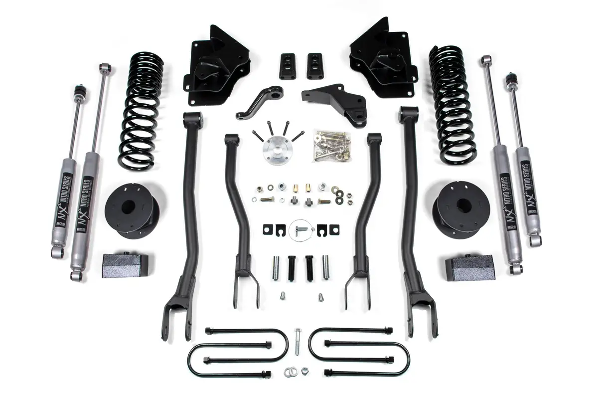 4 Inch Lift Kit W/ 4-Link Ram 3500 W/ Rear Air Ride 13-18 4Wd Diesel Nx2 Nitro Shocks 1