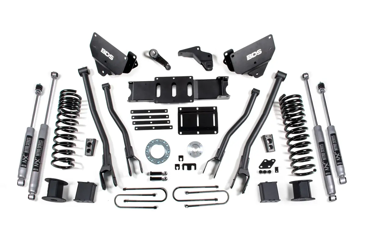 6 Inch Lift Kit W/ 4-Link Ram 3500 W/ Rear Air Ride 13-18 4Wd Diesel 8 Bolt Indexing Ring Fox 2.0 Performance Shocks 1