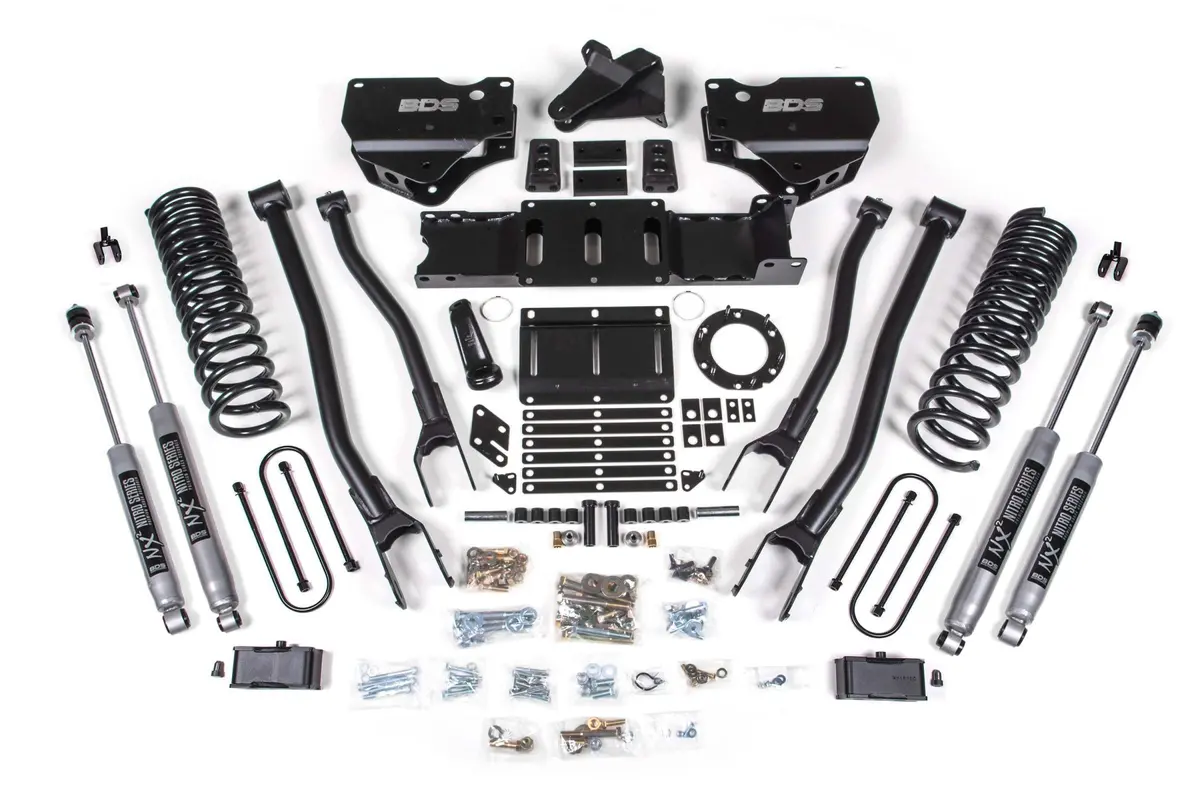 4 Inch Lift Kit W/ 4-Link Ram 3500 19-24 4Wd Diesel With Factory Rear Overload Leaf 6 Bolt Nx2 Nitro Shocks 1