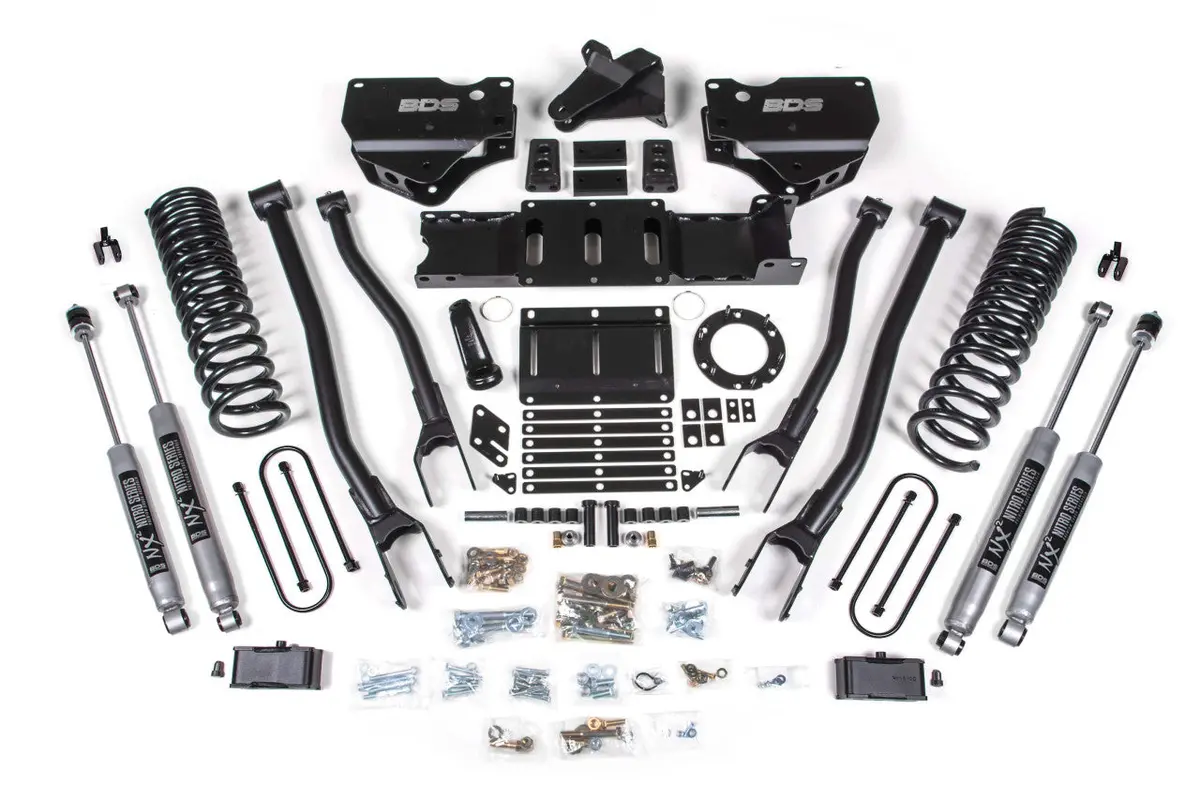 4 Inch Lift Kit W/ 4-Link Ram 3500 19-23 4Wd Gas With Factory Rear Overload Leaf Fox 2.0 Performance Shocks 1