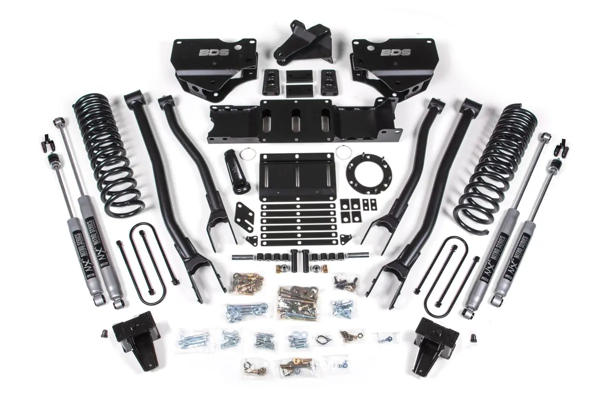 5.5 Inch Lift Kit W/ 4-Link Ram 3500 19-24 4Wd Gas Without Factory Rear Overload Leaf Fox 2.5 Performance Elite Shocks 1