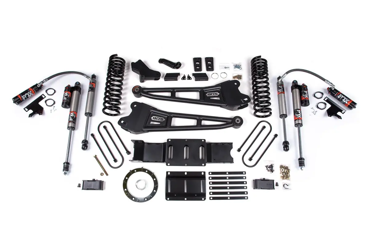 4 Inch Lift Kit W/ Radius Arm 2 Inch Rear Block Ram 3500 19-24 4Wd Diesel With Factory Rear Overload Leaf 6 Bolt Nx2 Nitro Shocks 1