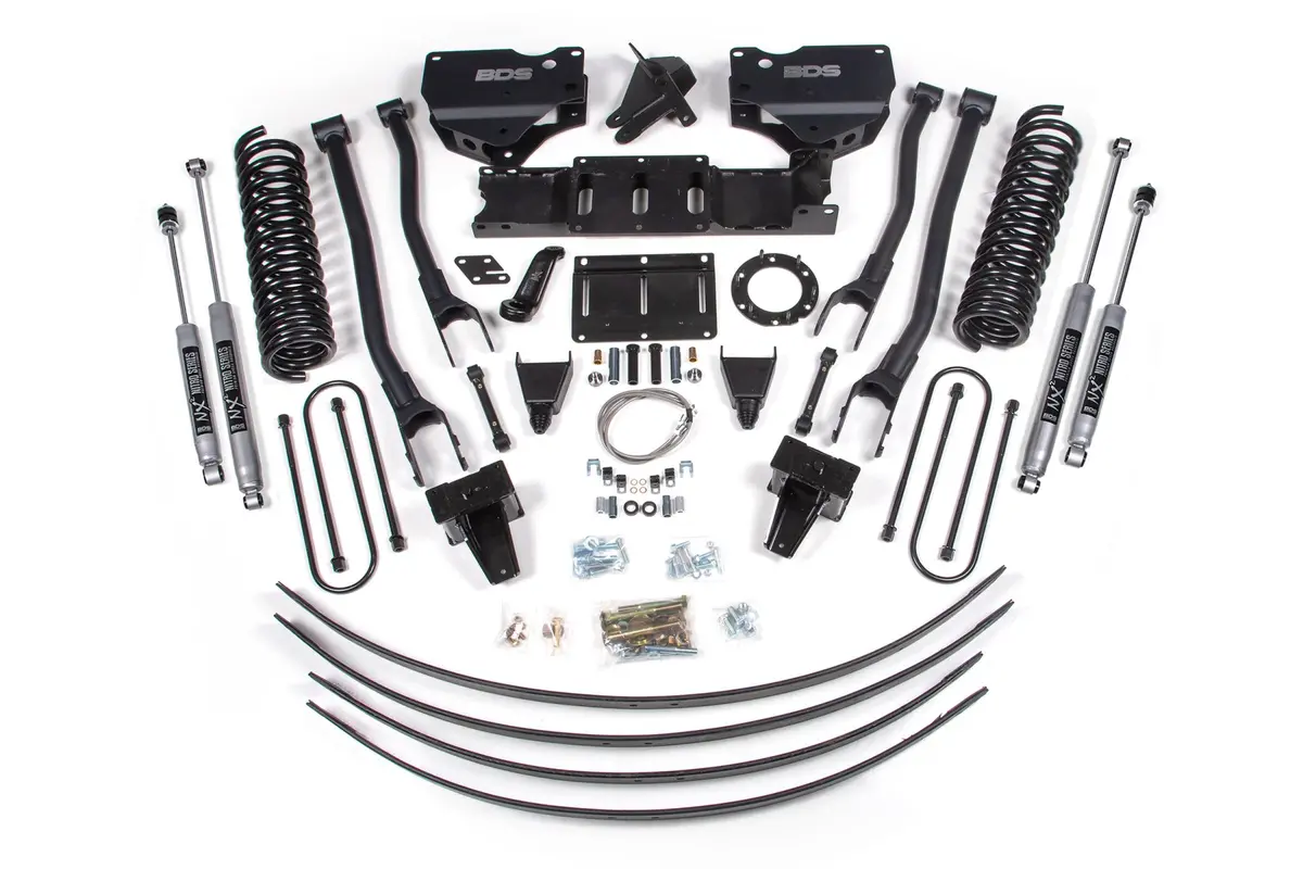 8 Inch Lift Kit W/ 4-Link Ram 3500 19-24 4Wd Diesel With Factory Rear Overload Leaf 6 Bolt Nx2 Nitro Shocks 1