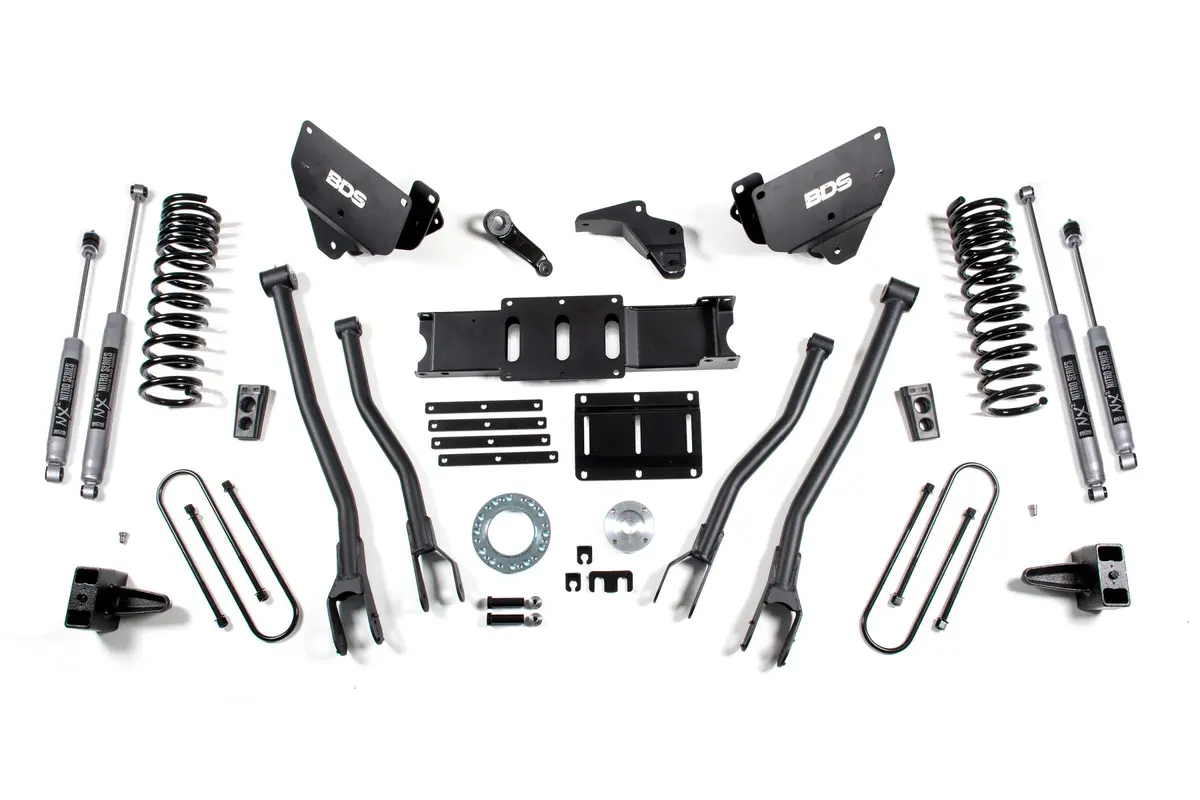 5.5 Inch Lift Kit W/ 4-Link Ram 3500 13-18 4Wd Gas 4 Inch Block Fox 2.5 Performance Elite 1