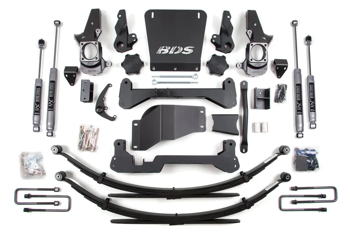 7 Inch Lift Kit Silverado/Sierra 2500Hd/3500 01-10 4Wd Standard Knuckle Leaf Springs Nx2 Nitro Shocks 1