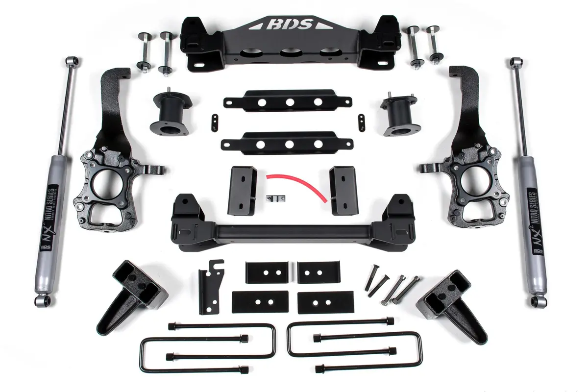 6 Inch Lift Kit Ford F150 15-20 2Wd 4 Inch Block Kit Fox 2.0 Performance Shocks 1