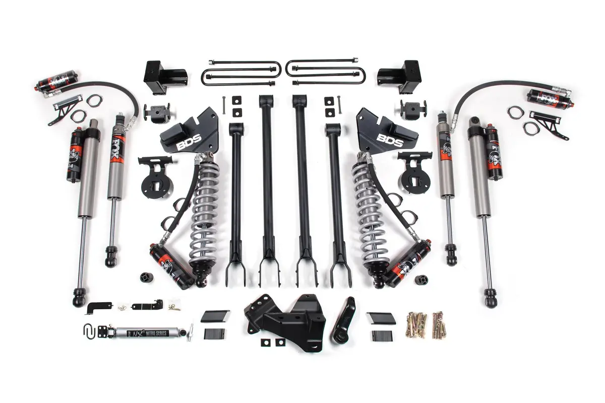 4 Inch Lift Kit W/ 4-Link Fox 2.5 Performance Elite Coil-Over Conversion Ford F250/F350 Super Duty 17-19 4Wd Diesel Leaf Springs 1