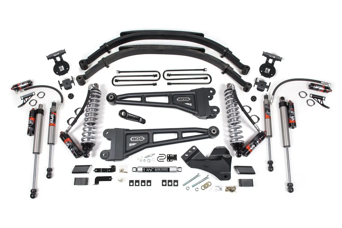 4 Inch Lift Kit W/ Radius Arm Fox 2.5 Performance Elite Coil-Over Conversion Ford F250/F350 Super Duty 17-19 4Wd Diesel Leaf Springs Fox 2.5 Performance Elite 1