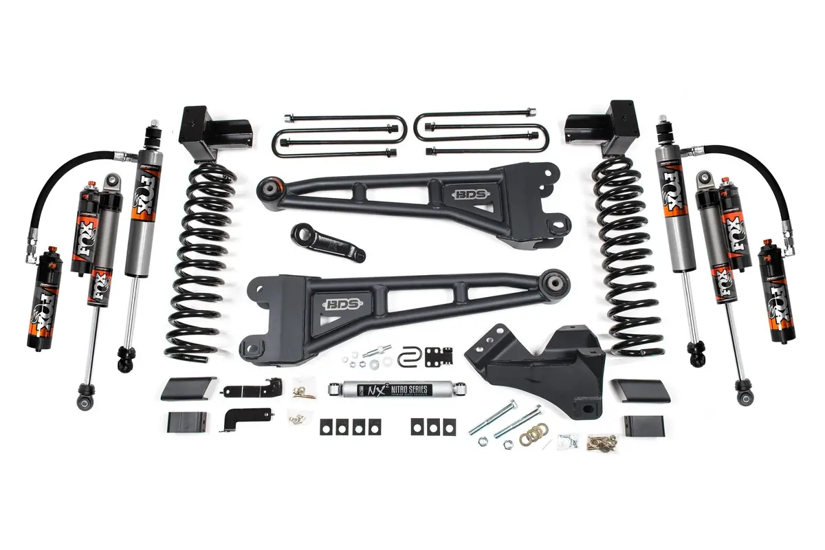 4 Inch Lift Kit W/ Radius Arm Ford F350 Super Duty Drw 17-19 4Wd Diesel Fox 2.5 Performance Elite Shocks 1