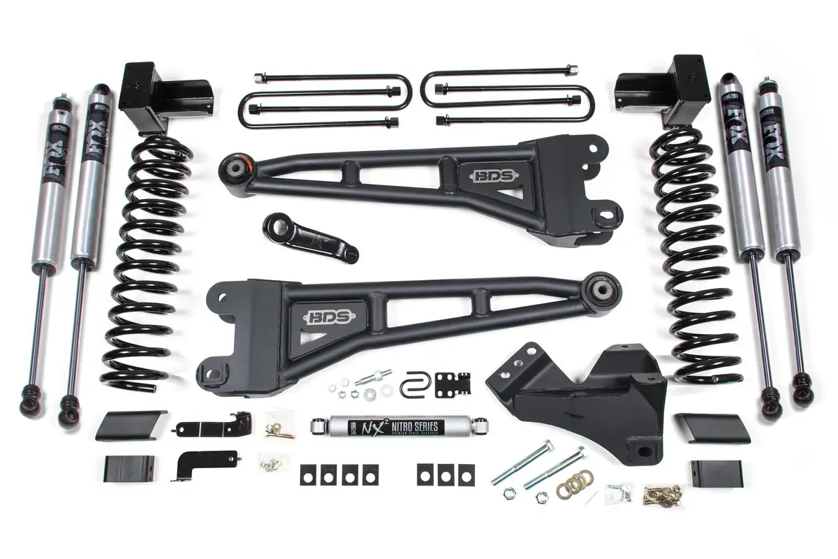 5 Inch Lift Kit W/ Radius Arm Ford F250/F350 Super Duty 23-24 4Wd Gas 5 Inch Block With 2 Leaf Main Fox 2.0 Performance 1
