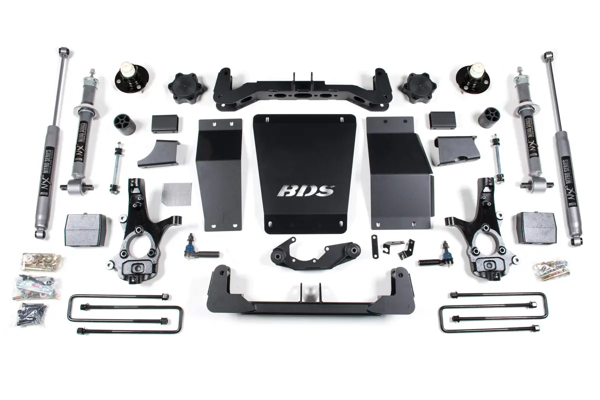 6 Inch Lift Kit Silverado/Sierra 1500 14-18 4Wd Cast Steel Control Arm Block Fox 2.0 Performance 1
