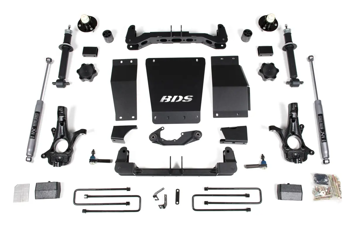 4 Inch Lift Kit Silverado/Sierra 1500 14-18 4Wd Leaf Springs Aluminum / Stamped Steel Control Arm Fox 2.0 Performance Shocks 1