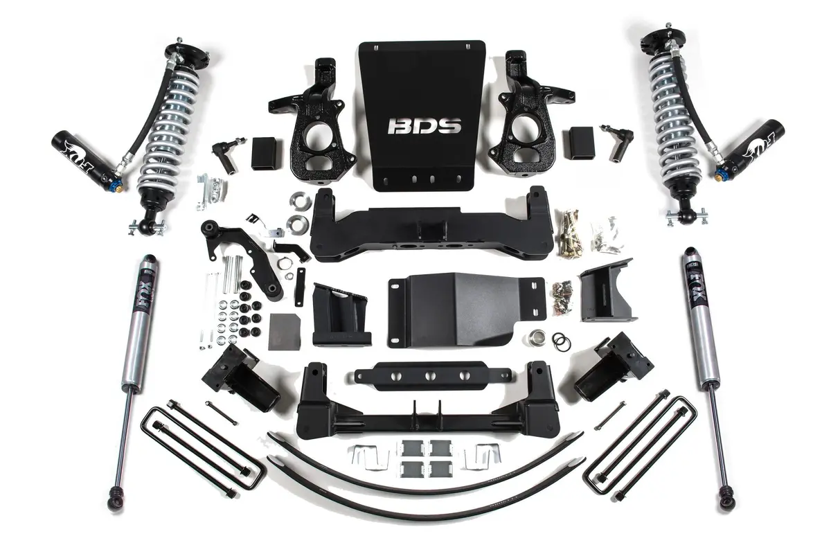 8 Inch Lift Kit Fox 2.5 Coil-Over Dual Speed Compression Adjust Silverado/Sierra 1500 14-18 4Wd Aluminum / Stamped Steel Control Arm Fox 2.5 Performance Shocks 1