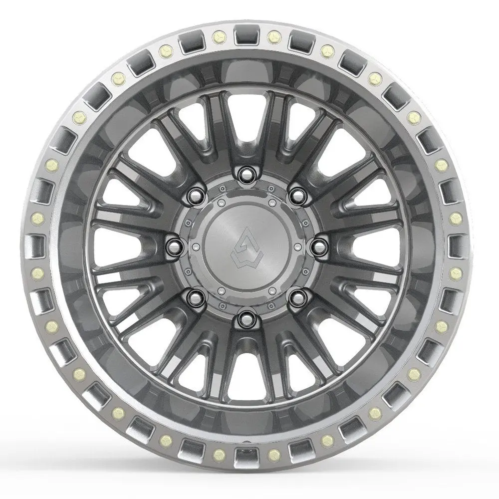 22X8.25 Arena A103 Dually Mission Rear Gloss Silver Machined Wheel 8X200 (-202Mm) 1