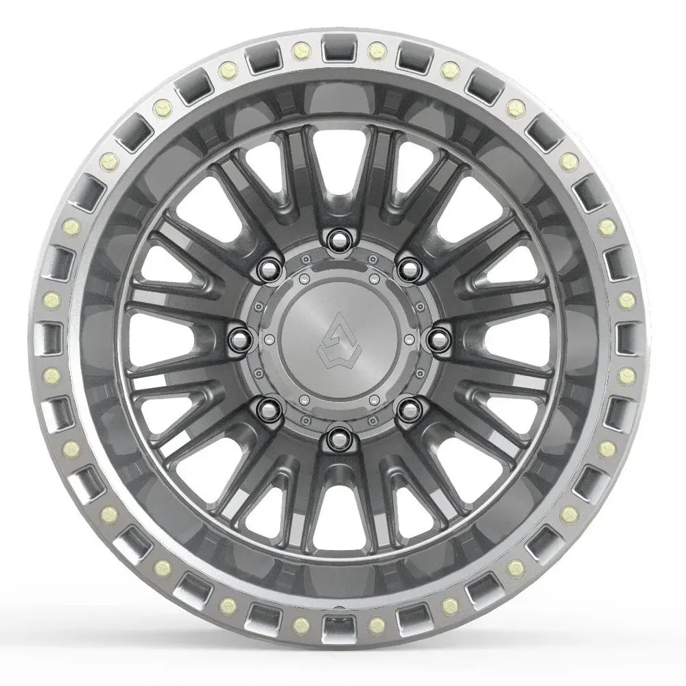 22X8.25 Arena A103 Dually Mission Rear Gloss Silver Machined Wheel 8X210 (-220Mm) 1