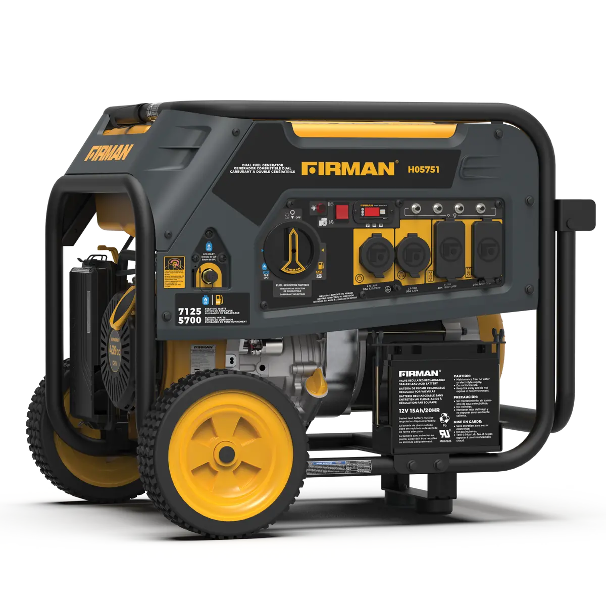 Dual Fuel Portable Generator 5700W Electric Start 120/240V 1