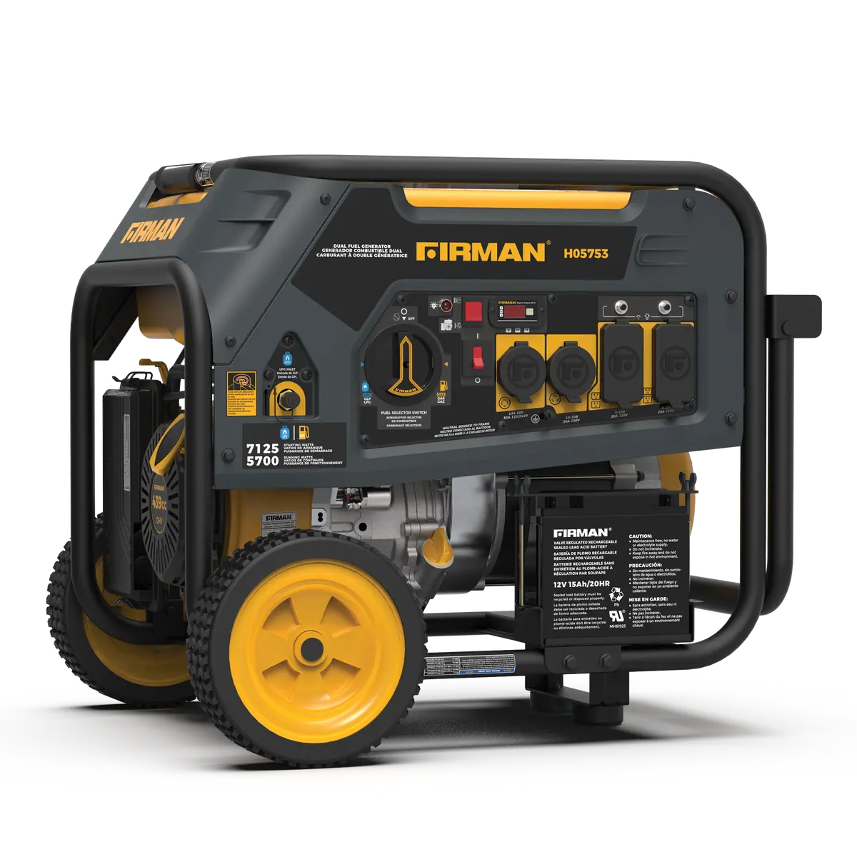 Dual Fuel Portable Generator 5700W Electric Start 120/240V 1