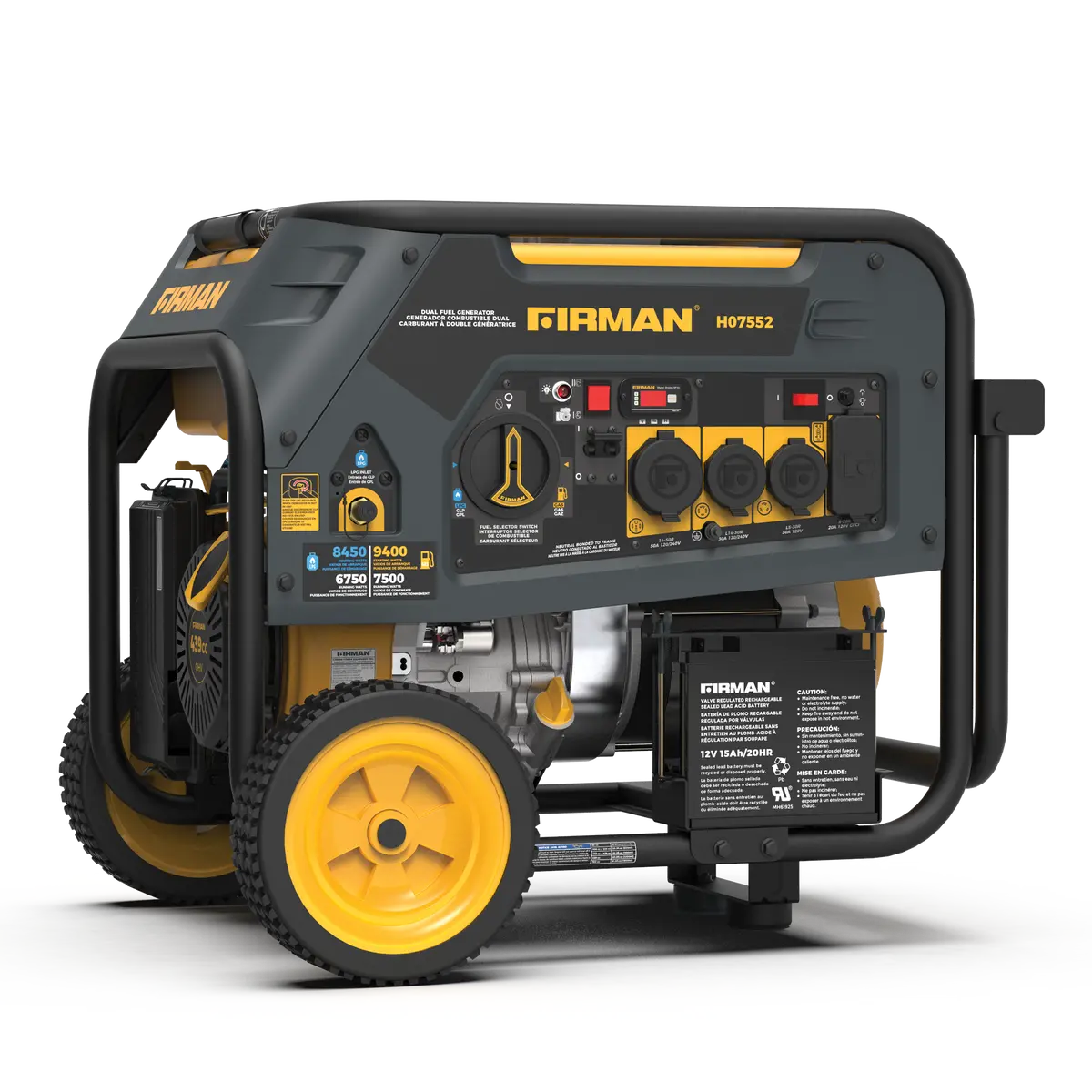 Dual Fuel Portable Generator 7500W Electric Start 120/240V 1