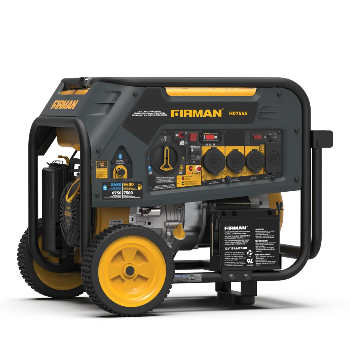 Dual Fuel Portable Generator 9400W Electric Start 120/240V With Co Alert 1
