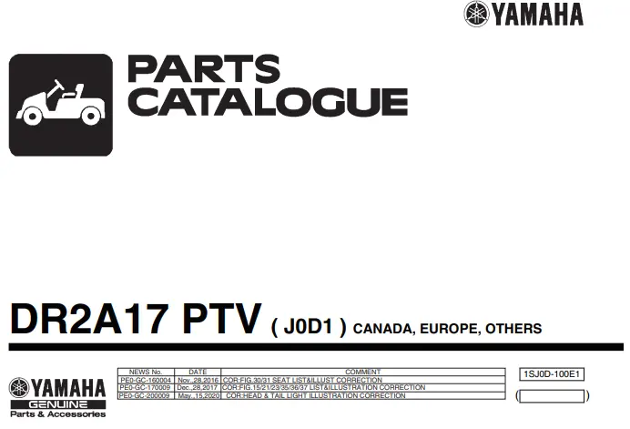 Yamaha Gas Golf Cart Parts Manual (J0d) 1 1