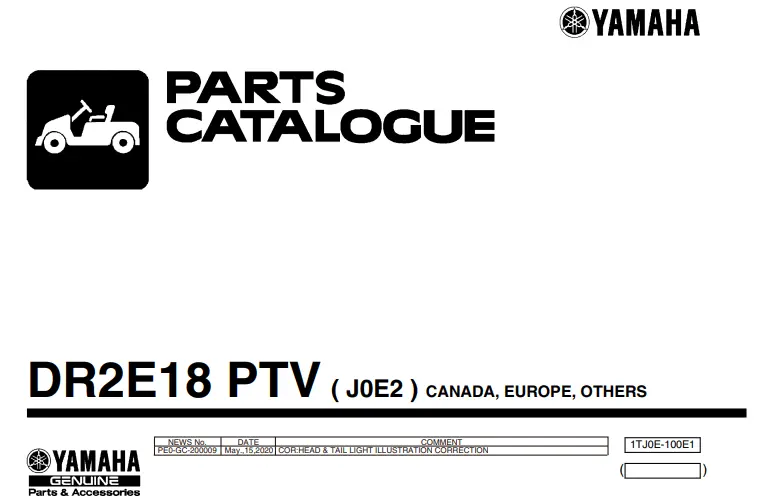 Yamaha Electric Golf Cart Parts Manual (J0e) 2 1