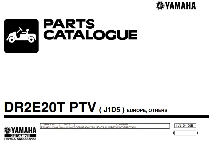Yamaha Electric Golf Cart Parts Manual (J1d) 5 1