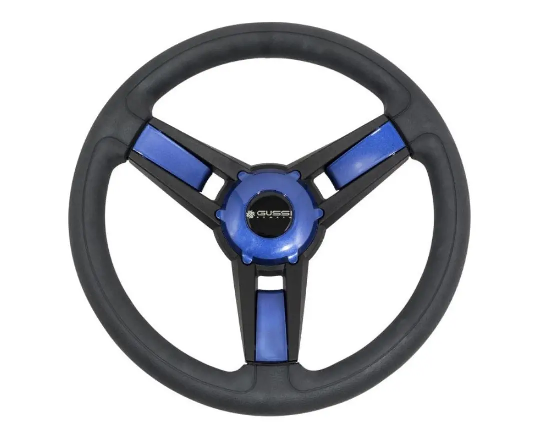 Gussi Model 13 Black/Blue Steering Wheel For Advanced Ev1 Golf Carts 1