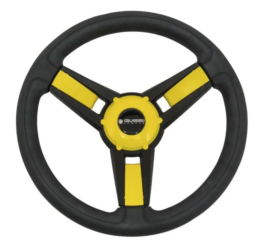 Gussi Model 13 Black/Yellow Steering Wheel For Advanced Ev1 Golf Carts 1