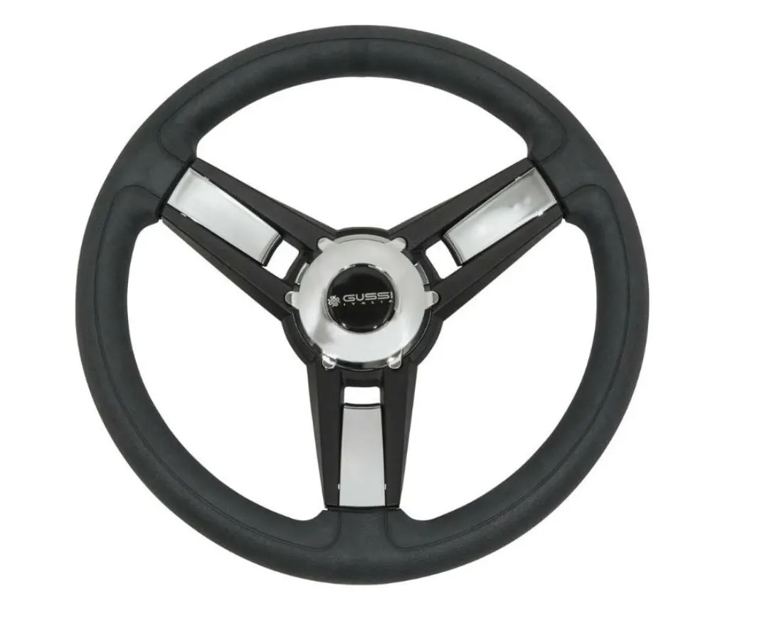 Gussi Black/Chrome Steering Wheel For Advanced Ev1 Golf Carts 1