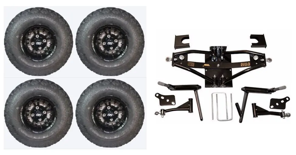 Lift Kit Combo With 10" Vampire Black 22X11-10 For Club Car Ds Golf Carts 1984-2003 1